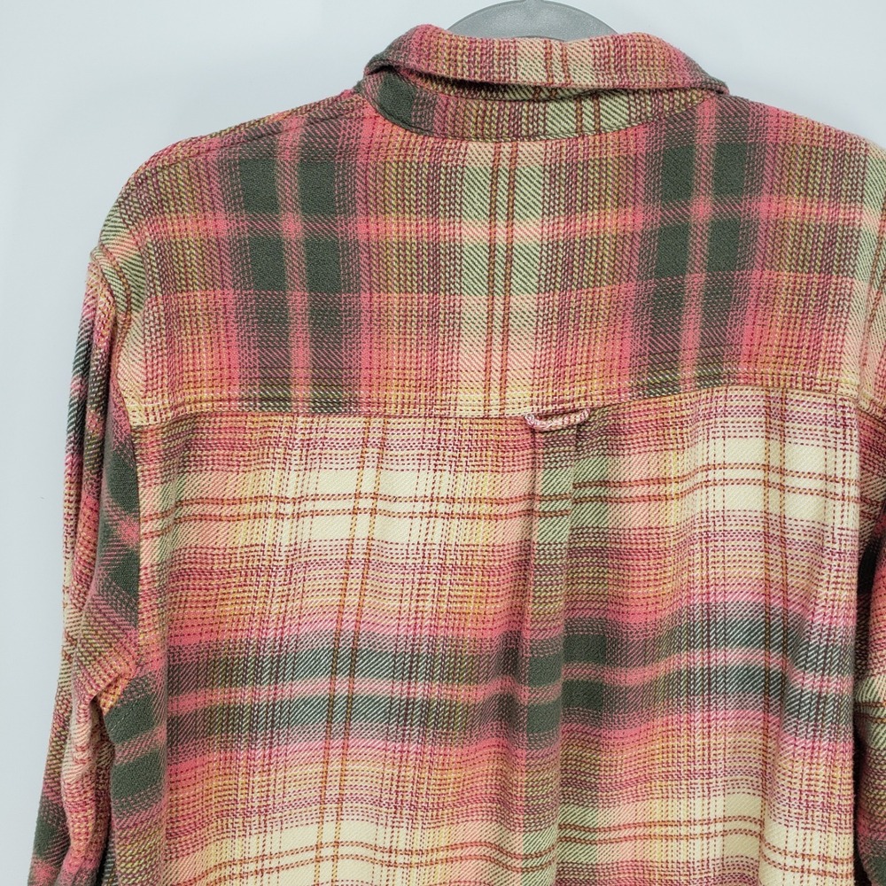 American Eagle Plaid Button Down Shirt Womens Sz M Pink Green Flannel Cotton 90s - Picture 6 of 8